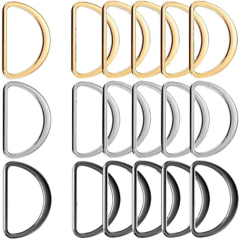 10Pcs/lot 15-50mm D Ring Buckle Connection Alloy Metal Buckles Half Loop for Handbag Strap DIY Crafts Shoes Bag Belt