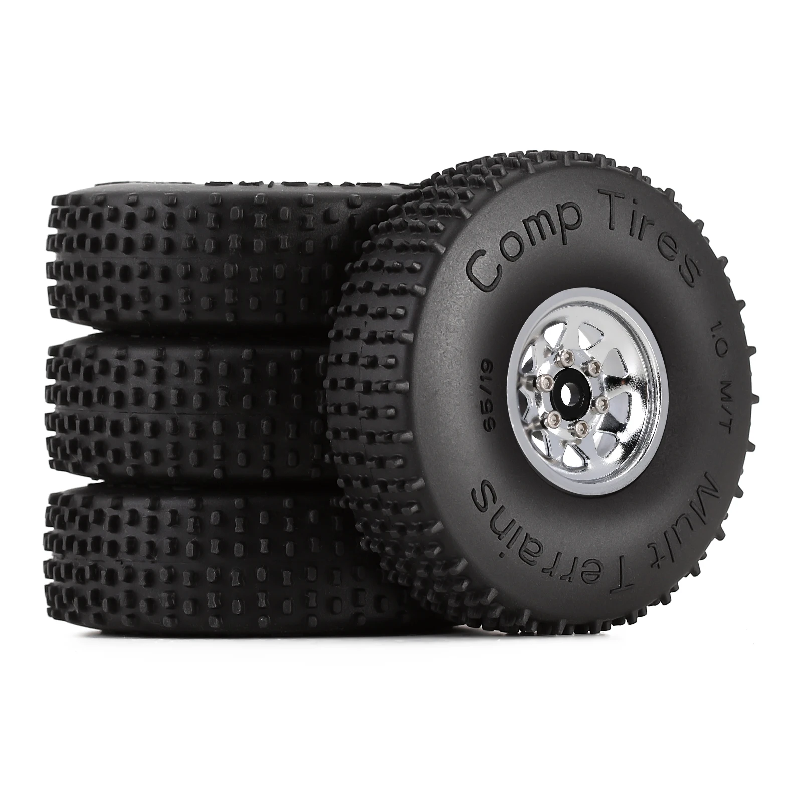 4pcs 1.0inch Beadlock Wheel Rim&tires For Rc Crawler Car Axial Scx24 Deadbolt Jeep Jlu Gladiator