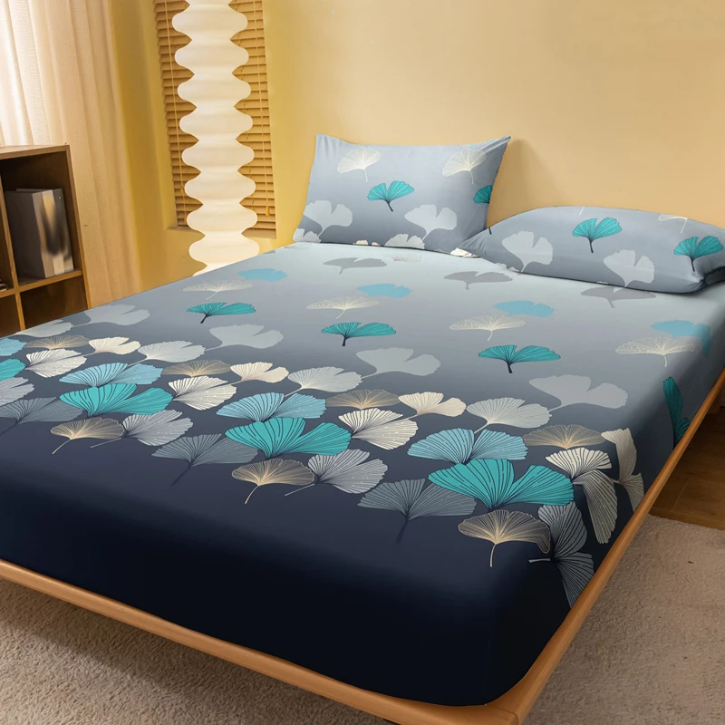 Four Seasons Men and Women Simple Fashion Gingko Leaf Printed Bedspread printed bedspread for Home Bedroom Hotel