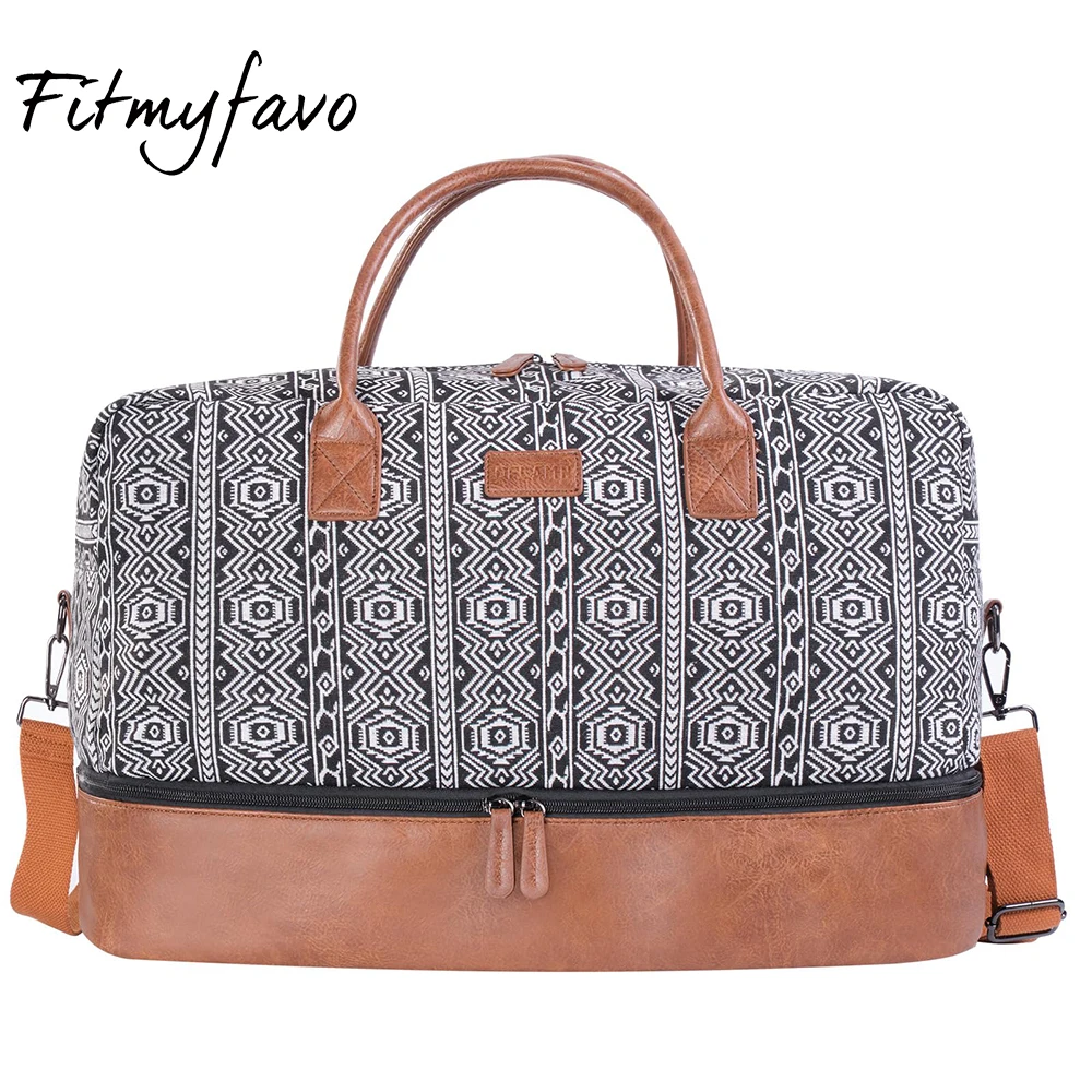 weekender-overnight-bag-for-women-bohemian-style-carry-on-luggage-with-separate-shoe-compartment-tote-bag