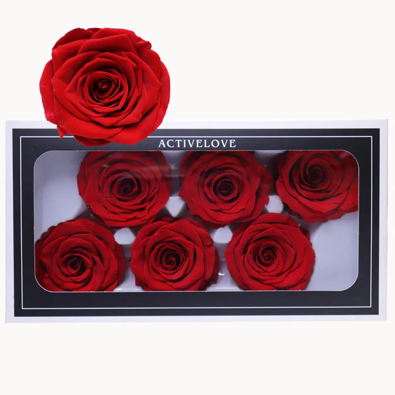 

5-6CM/6PCS Grade A Preserved Rose Flowers Head Beauty And The Beast Forever Roses Real Eternal Rose for Wedding Home Decoration