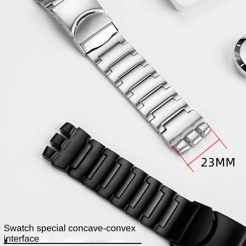 Stainless Steel Swatch Watch Strap Replacement 23mm Metal Strap