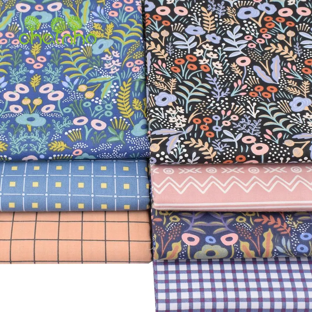 Chainho,Printed Twill Weave Cotton Fabric,Patchwork Cloth,DIY Sewing Quilting Material,Floral Series,2 Specification,CC242