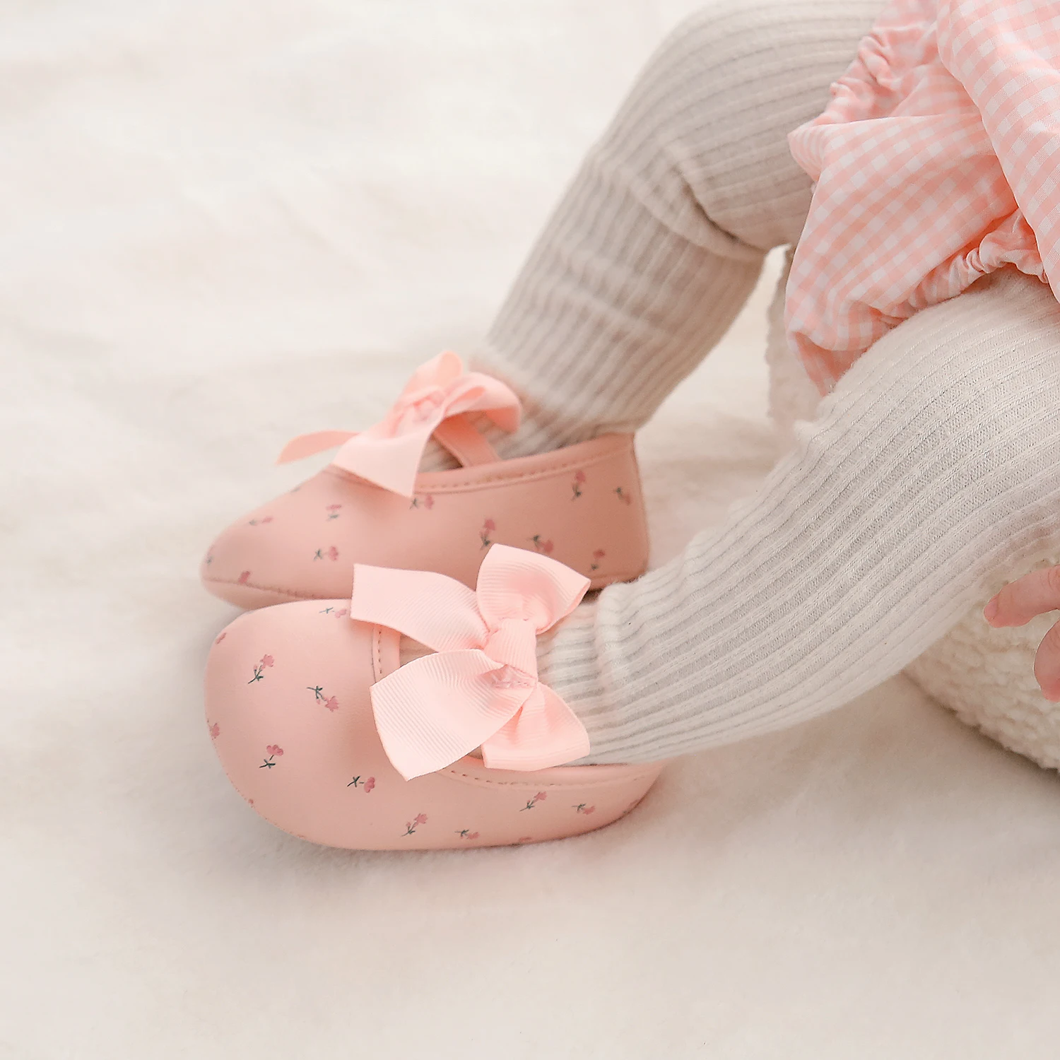 Infant Baby Girls Mary Jane Flats Non-Slip Bowknot Princess Wedding Dress Shoes Toddler Crib Shoes 5