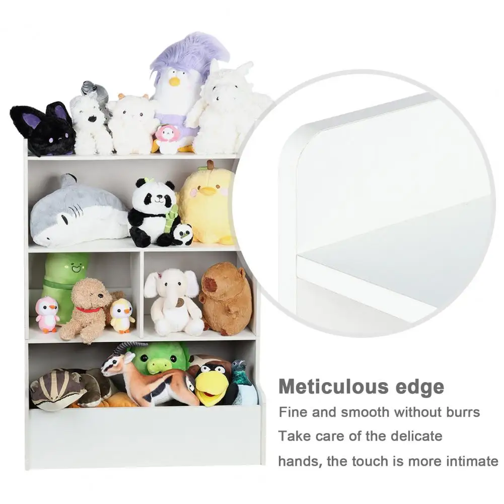 4-Tier Storage Bookcase, Kids Bookshelf, Large Wooden Open Book Shelf, Floor Standing Toy Organizer and Storage Cabinet 5