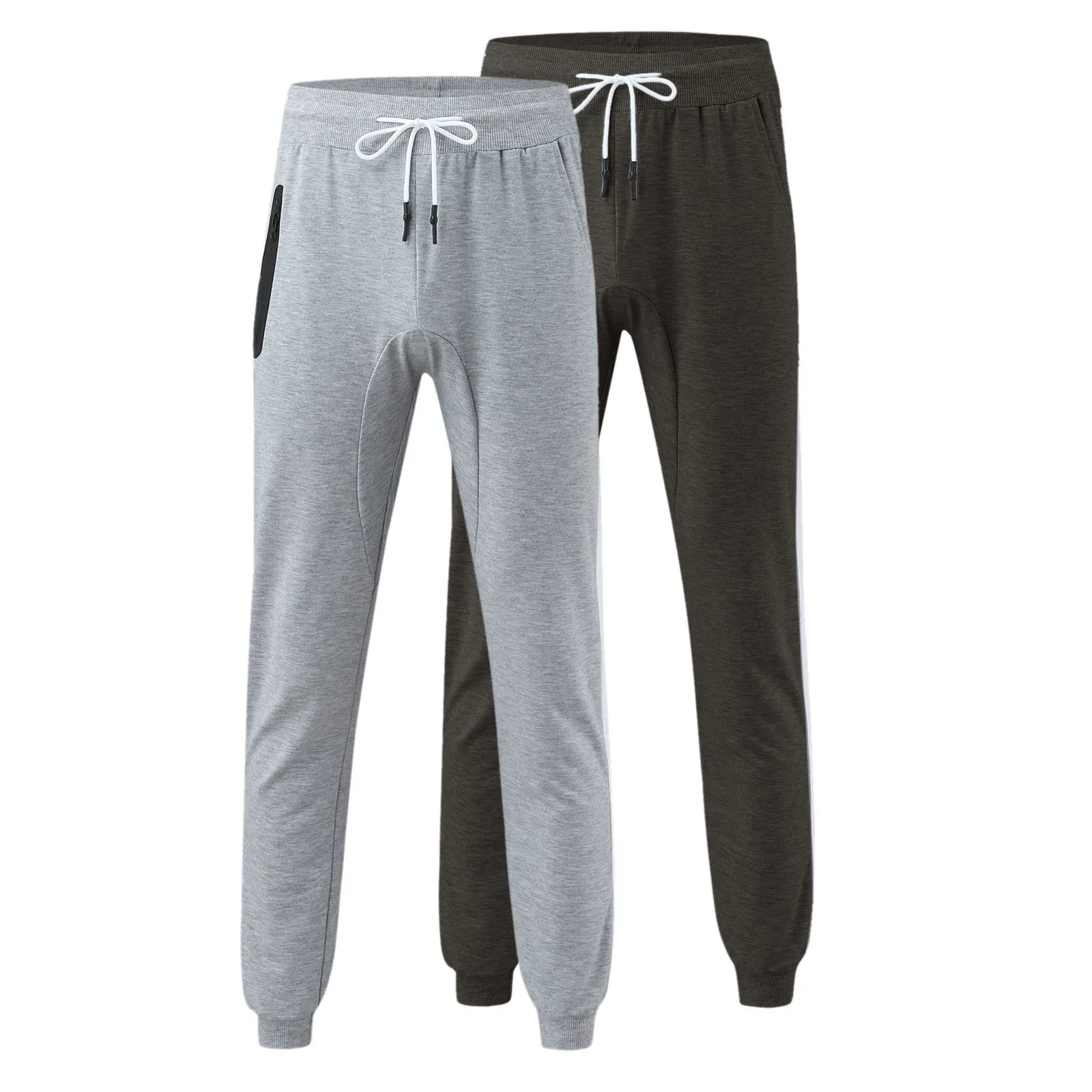 gray sweatpants Men's Fitness Pants Casual Mid Waisted Sweatpants Trousers Zipper Pocket Color Block Jogging Sports Tracksuit Pants grey sweatpants