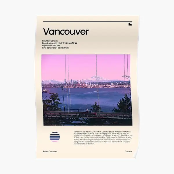 

Visit Vancouver Canada Travel Poster Poster Decoration Painting Art Wall Print Mural Picture Decor Home Room Modern No Frame