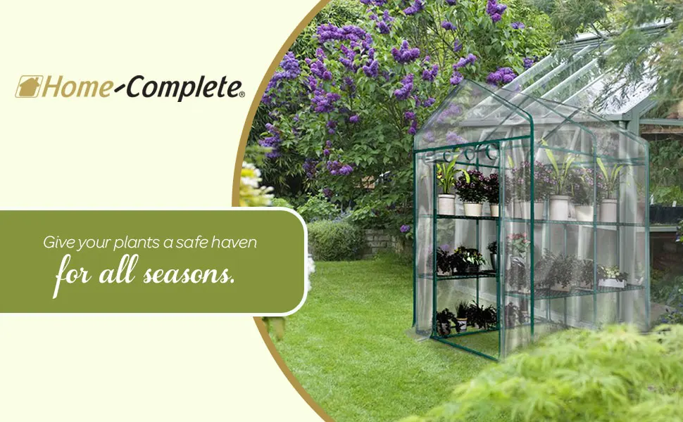 Home-Complete Walk-In Greenhouse with 8 Shelves