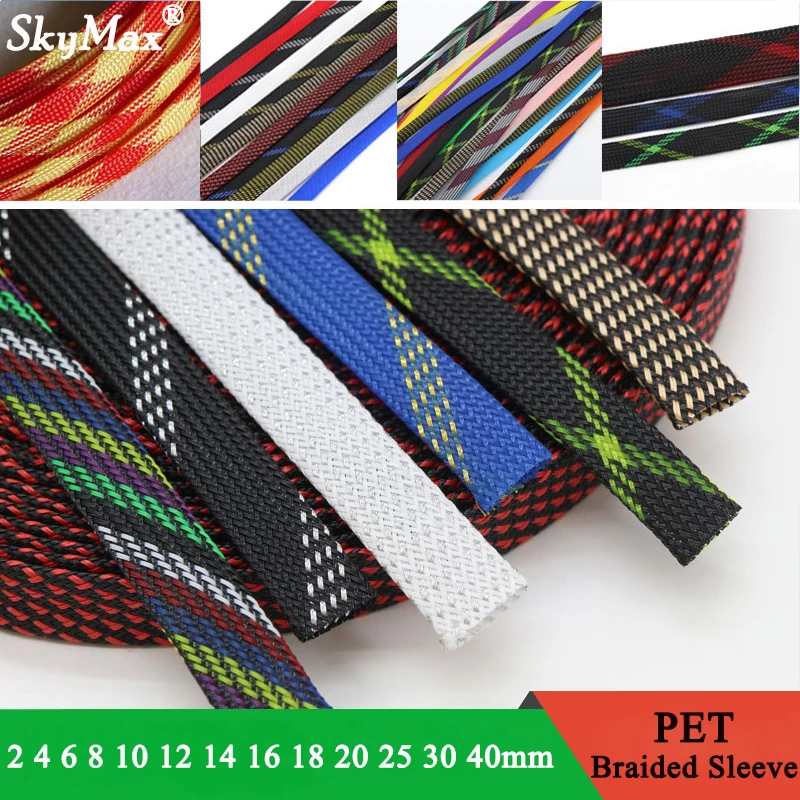 

1/10M 2 4 6 8 10 12 14 16 18 20 25 30 40mm High Density PET Braided Expandable Sleeve Wire Wrap Insulated Nylon Protector Sheath