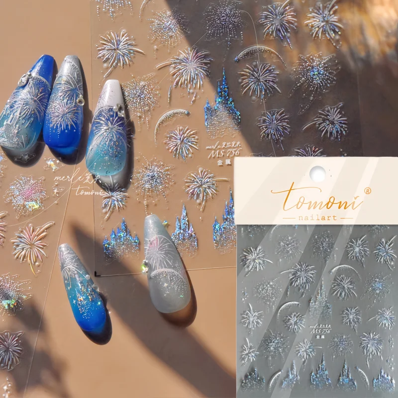 Tomoni Crystal Drum Nail Art Stickers Magic Castle Nail Art Supplies Decals French Photo Frame Diamond Manicure Accessories nail stickers nail art tools nail art decoration nail decals
