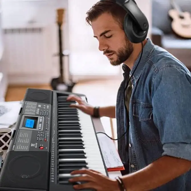 Piano Keyboard, MEKS-500 61 Key Learning Keyboard Piano with Lighted Up Keys, Electric Keyboard for Beginners, Stan