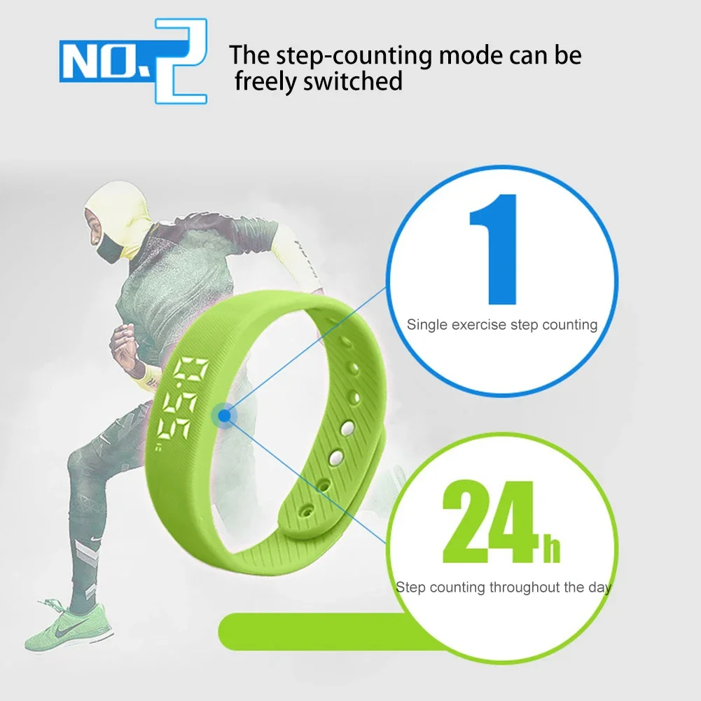 LED Digital Smart Bracelet – Vibrating Alarm, Waterproof Pedometer