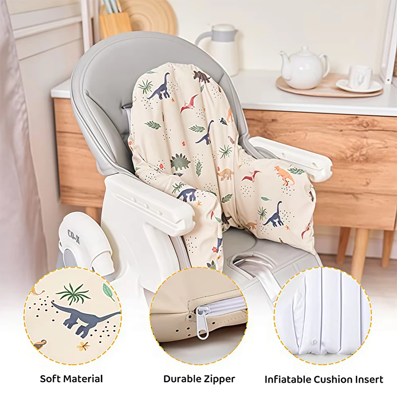 Baby High Chair Cushion Cover Built-in Inflatable Cushion Easy to Clean Highchair Accessories for Baby Sitting More Comfortable - 4