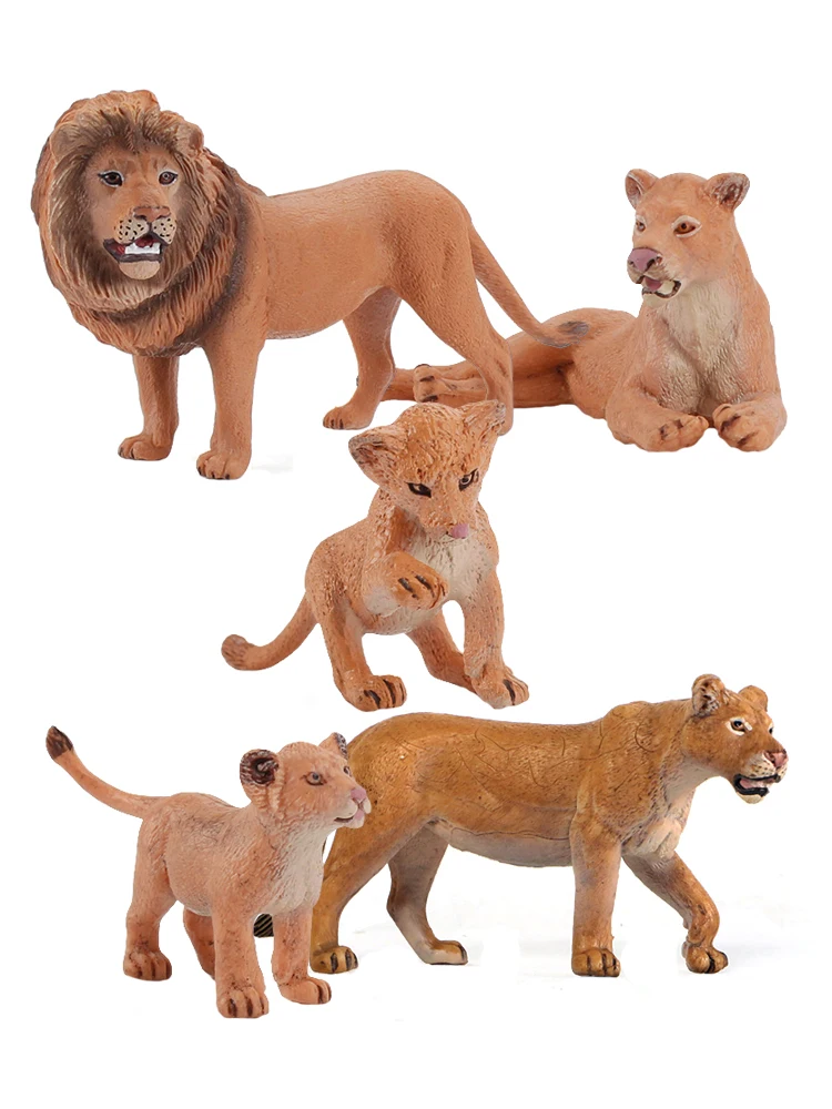 

5Pcs Lion Figures Wild Africa Animals Toys Set Lioness Lionet miniature Figurines Simulation Plastic Realistic Novelty kid Gifts