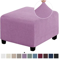 Versatile Square Jacquard Stretch Ottoman Cover and Furniture Protector - L (Light Purple)
