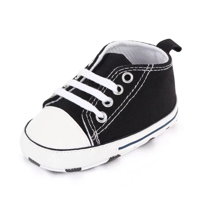 Classic Canvas Lace-up Newborn Baby Sneakers First Walkers Infant Crib Shoes for Boys Girls