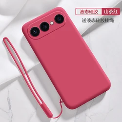 Liquid Silicone Shockproof Phone Case with Strap and Matte Finish for VIVO S50Pro mini (SZ Red)