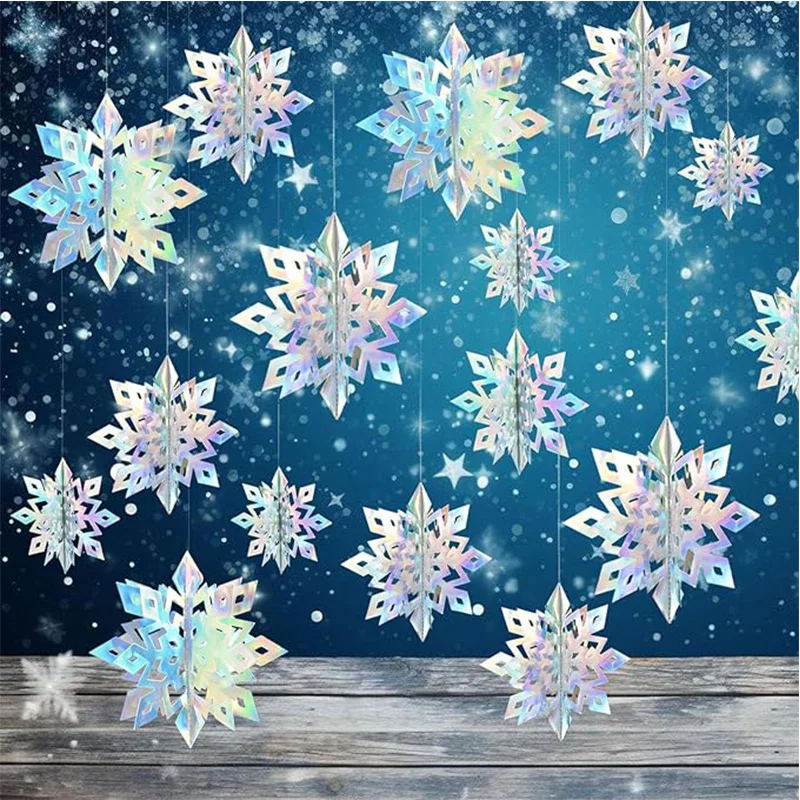 48Pcs 3D Flocons De Neige Décoration 3 Styles Flocons De Neige Ornement