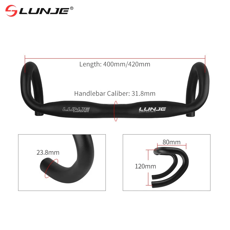 LUNJE Ultralight Road Bicycle Handlebar 25.4 31.8 Aluminum Alloy Drop Bar