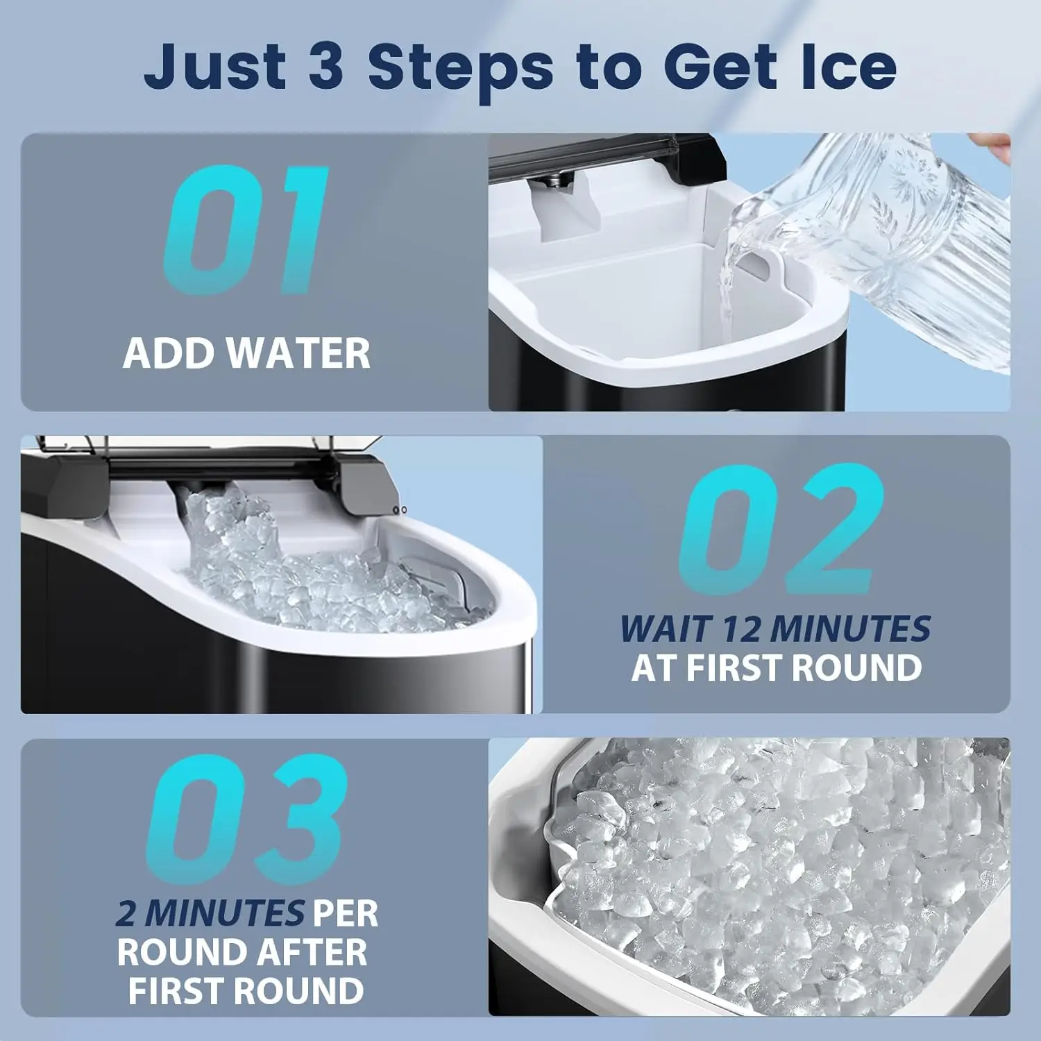 Ice Maker Countertop Self-Cleaning One-Click Operation Portable Nugget Ice Machine for Home Office Kitchen