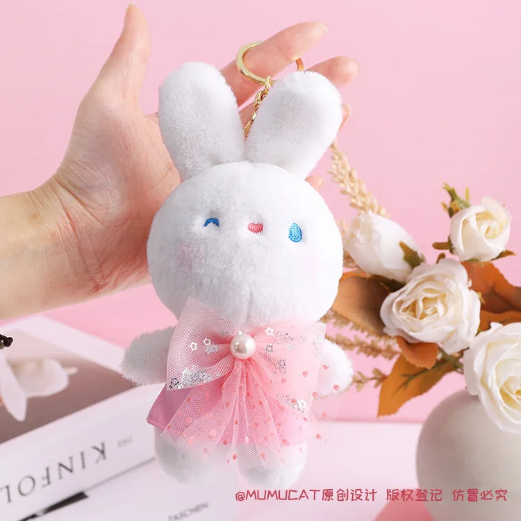 

Модная новинка, симпатичная Цветочная одежда, кролик, мультяшный плюшевый брелок, подвеска, кукла, милый бутик, розовый подарок, мягкая, красивая кукла на удачу