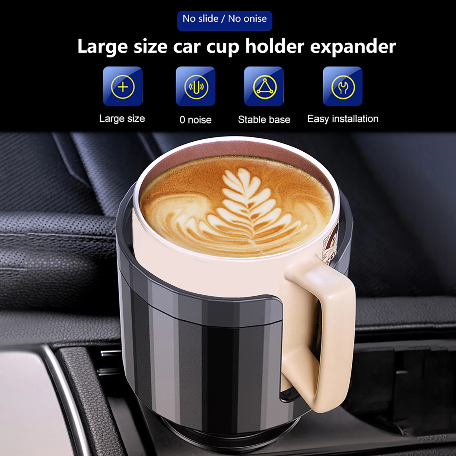 Adjustable Car Cup Holder Expander ABS Black