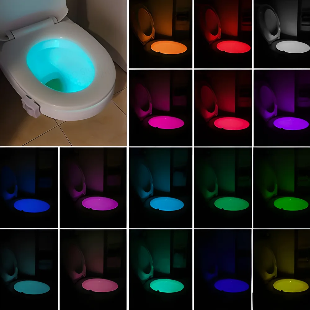 16/8 LED Colour Toilet Bowl Night Disco Light PIR Motion Activated Seat  Sensor