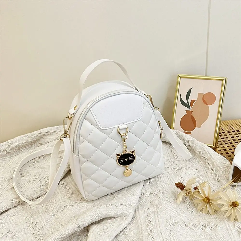 Fashion Small Backpack Women Girls Shoulder Bags Grids PU Leather Bag Mini School Bags Casual Rucksack 3