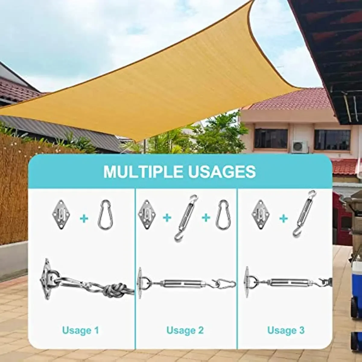 Description Picture 5 of itemAwning Install Attachment Set Heavy Duty Sun Shade Sail Stainless Steel Hardware Kit for Home Garden Sunshade Fixing Accessories