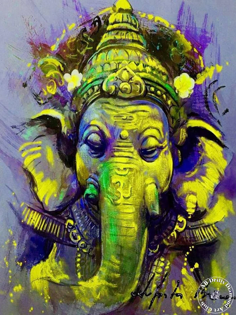 لورد غانيشا الهندي الله 5D DIY AB التدريبات الماس اللوحة التطريز الهندوسية  الدين Ganapati تمثال عبر غرزة اليدوية هدية - AliExpress, image size:800x1066