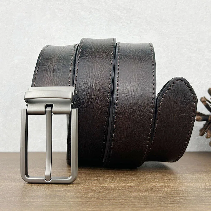 2024 New Handmade Cowhide Belt American Retro Worn Leather Needle Buckle Designer Men's And Women's Mountaineering Overalls Belt 2024 new product cowhide men s belt casual retro american youth high end daily versatile needle buckle belt wear resistant