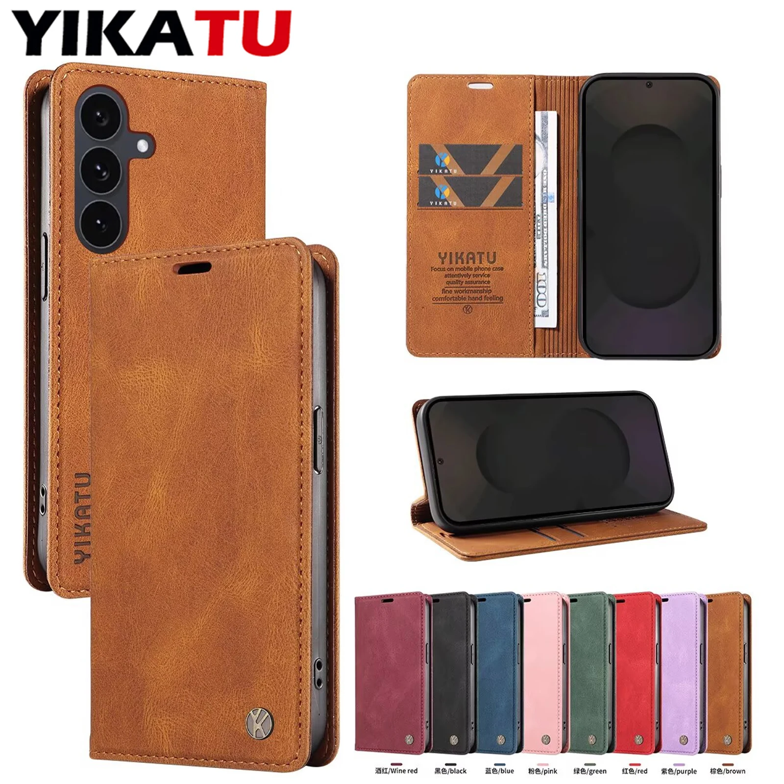 Leather Wallet Flip Case - Elegant Protective Cover