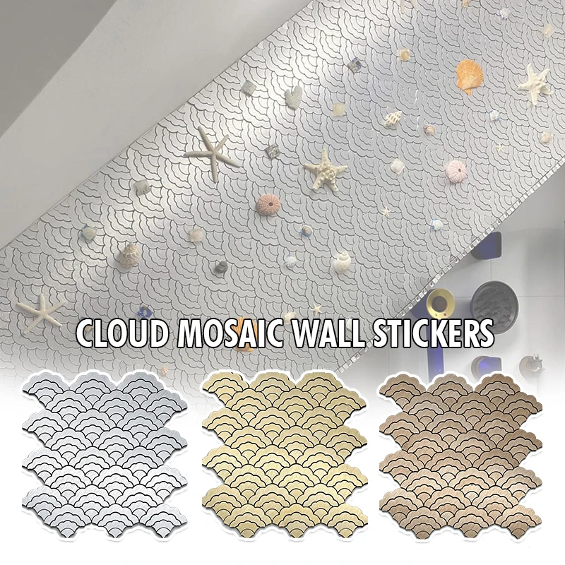 

Self-Adhesive Mosaic Sticker Gold Clouds Pattern Metal Mosaic Wall Stickers Backsplash Living Room Tv Background Wall Stickers