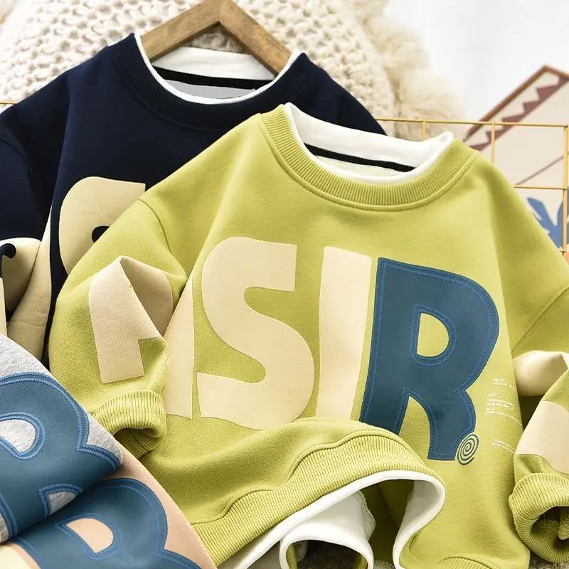

Boys Hoodies Sweatshirts Cotton Tops Outwear 2023 Letters Spring Autumn Kids Sport Uniforms Children's Clothing