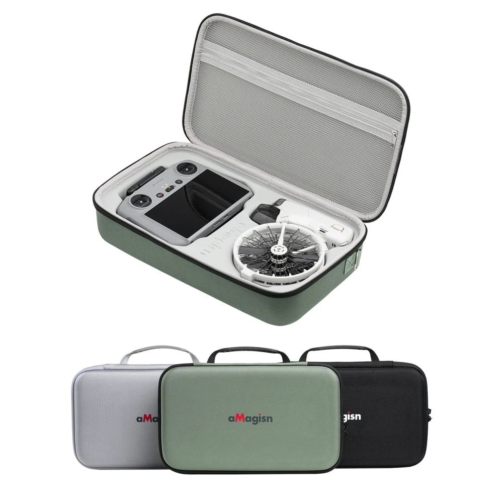 Sac de rangement EVA ouvert montrant la mousse intérieure pour télécommandes DJI RC2 et RC N3