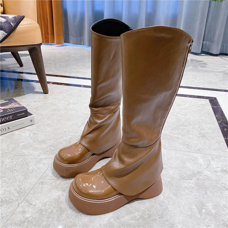 round toe platform boots