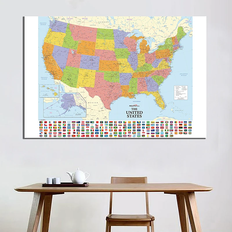 

59*42cm Map of The United State Decorative Canvas Painting Wall Art Poster and Prints Living Room Home Decor Classroom Supplies