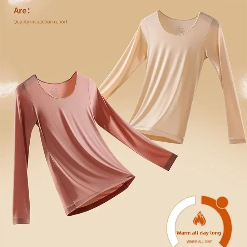 2PCS Thermal Underwear Sets for Woman Autumn Winter Bottoming Shirt Long-sleeved T-shirt Thin Thermal Top Women's Skin