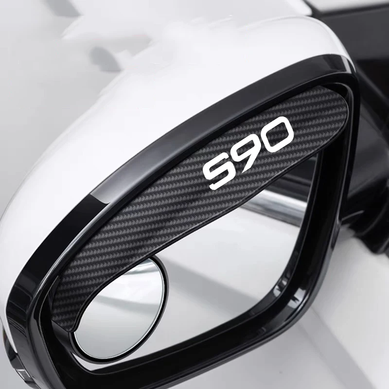 2Pcs Carbon Fiber Car Rearview Mirror Eyebrow Rain Cover For Volvo AWD C30 C70 S60 S90 XC60 XC90 V70 V30 V60 V50 V90 rearview mirror rain shield rearview mirror rain eyebrow car rearview mirror visor rearview mirror rain guard rearview mirror visor