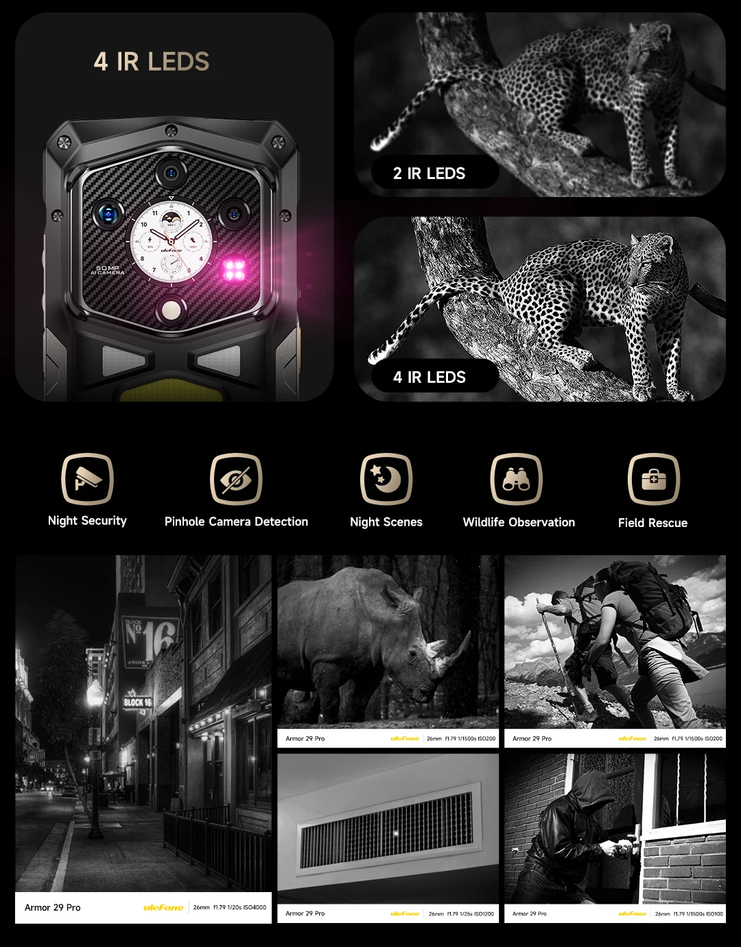 Ulefone Armor 29 Pro 5G AI Rugged Phone 21200mAh 120W 64MP Night Vision 6.67" 120Hz 512GB ROM Mobile MTK Dimensity 7400
