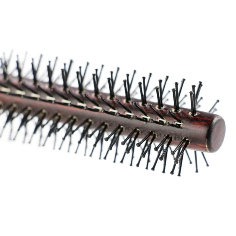 thumbnail image 3 of Cepillo de pelo redondo de nailon Peine antiestático Peine para peluquería Secado con secador Peine para flequillo Cabeza de pera Cabello liso Peine de madera para peluquería, 3 of 5