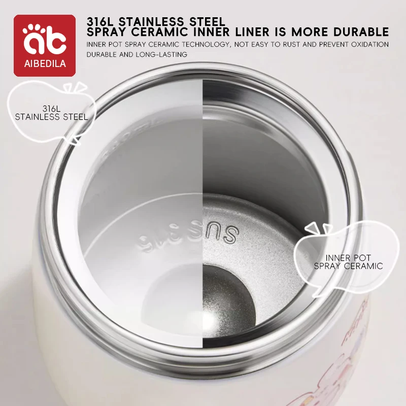 AIBEDILA أكواب مياه للأطفال معزولة من الفولاذ المقاوم للصدأ زجاجة مياه من القش كوب تعلم الطفل للشرب بمقبض مزدوج مانع للتسرب