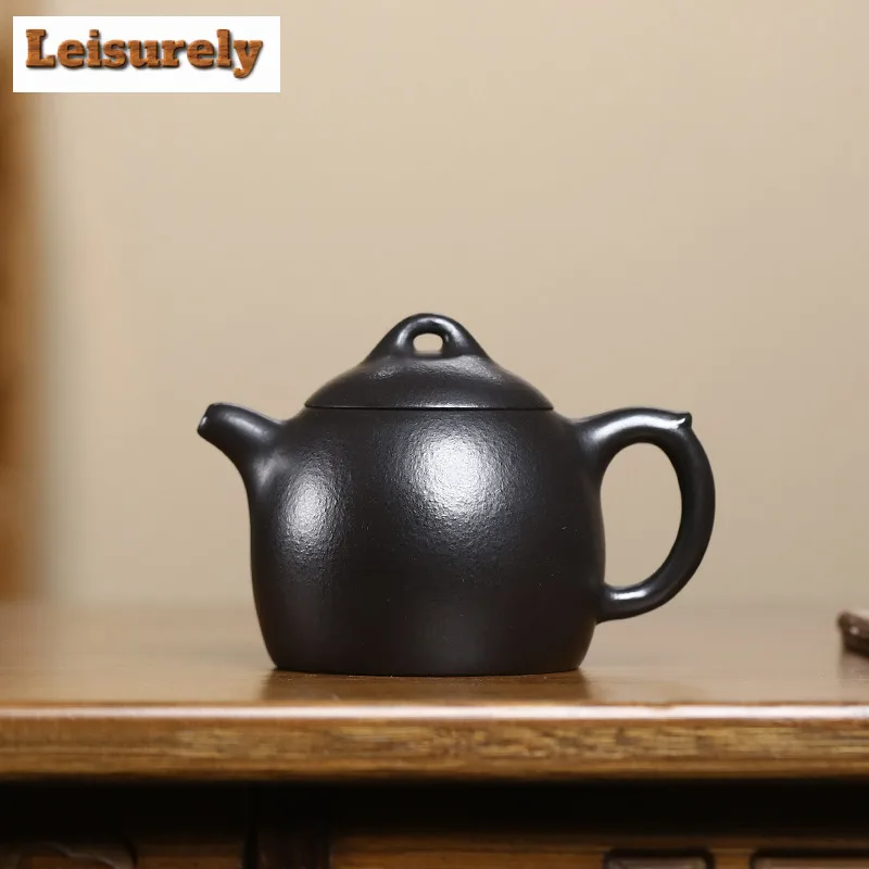 210ml Handmade Yixing Purple Clay Teapots Handmade Pot Raw Ore Black Zhu Mud Tea Infuser Kettle With Strainer  Zisha Tea Set