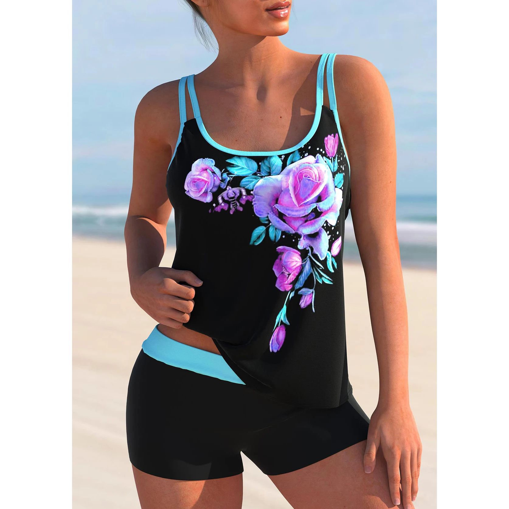 2023 New Bikini Women Flower Printing Monokini Swimwear Swimsuit Bikini Set Tankini Summer Bathing Suit Retro Beach Wear XS-8XL