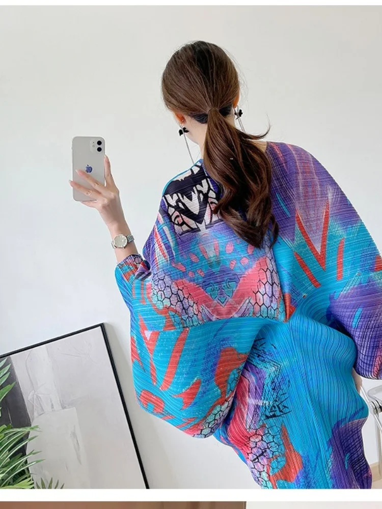 Wmstar Women Dresses Wholesale Pleated Bat Sleeve Dress Spring and Summer New Print Bottoming Long Dress Drop Shopping New Style