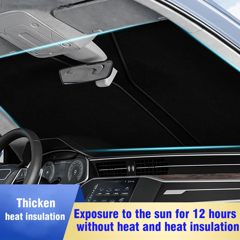

Portable Car Sunshade 70*140 cm Double Layer Sunscreen Insulation Cloth Car Interior Shading Umbrella Window Windshield Foldable
