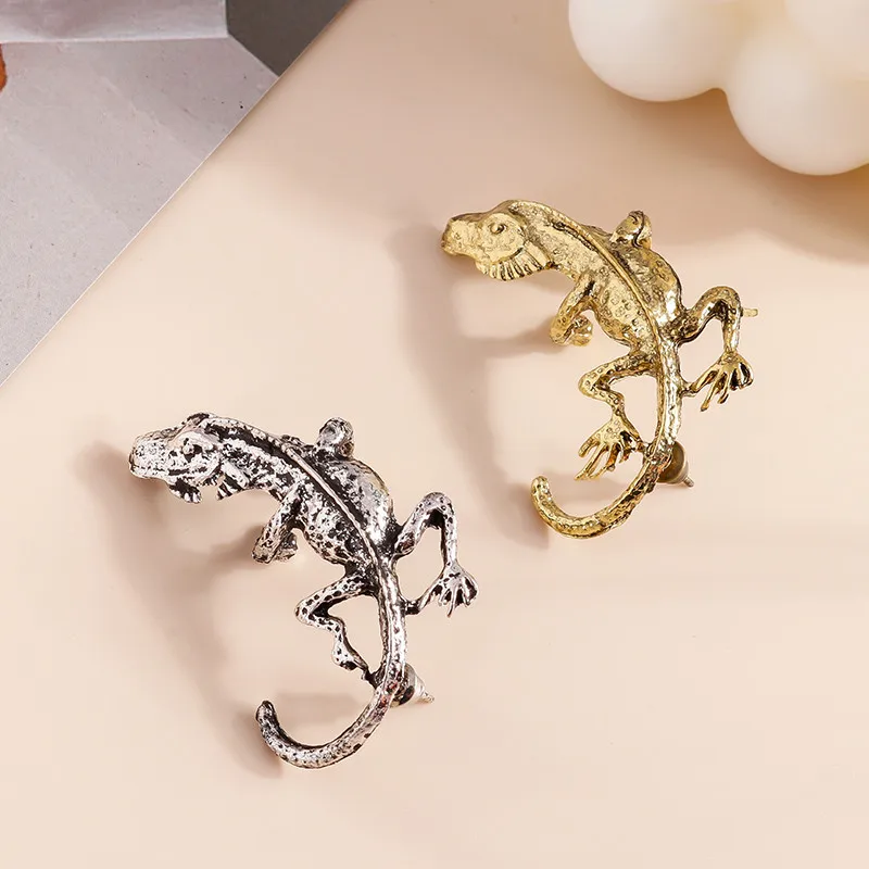 Aihua 1pc Punk Gothic Eidechse Ohr Manschette Ohrring Ohr Clip Piercing Ohrringe für Frauen Metall Alte Gold Silber Farbe earcuff – Detail 4