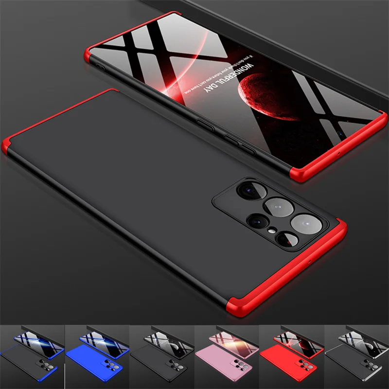 3 In 1 Full Body Protection Case On Sfor Samsung Galaxy S22 Ultra Sm-S908U Case Shockproof Hard Pc Capa S22 S 22 Plus Back Cover