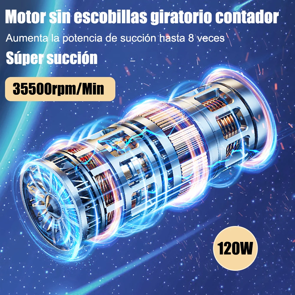 Aspiradora inalámbrica de mano para coche, aspirador de succión potente de 95000PA, soplador 2 en 1, portátil, para el hogar