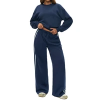 Automne/hiver femmes survêtement à capuche décontracté col rond à manches longues pull ample cordon taille haute pantalons de survêtement Fitness Yoga ensemble 1